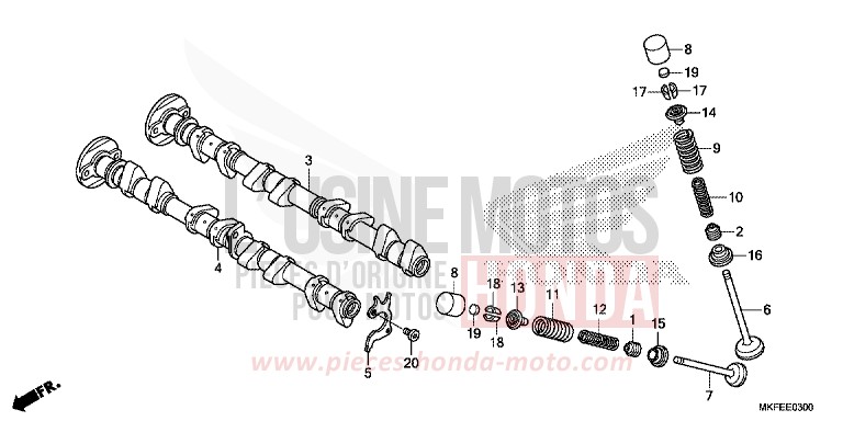 ARBRE A CAMES/SOUPAPE de CBR1000RR SP SP1 SP2 GRAND PRIX RED (R380X) 2019
